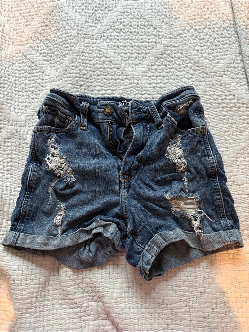 Hollister Distressed Dark Blue Denim Shorts